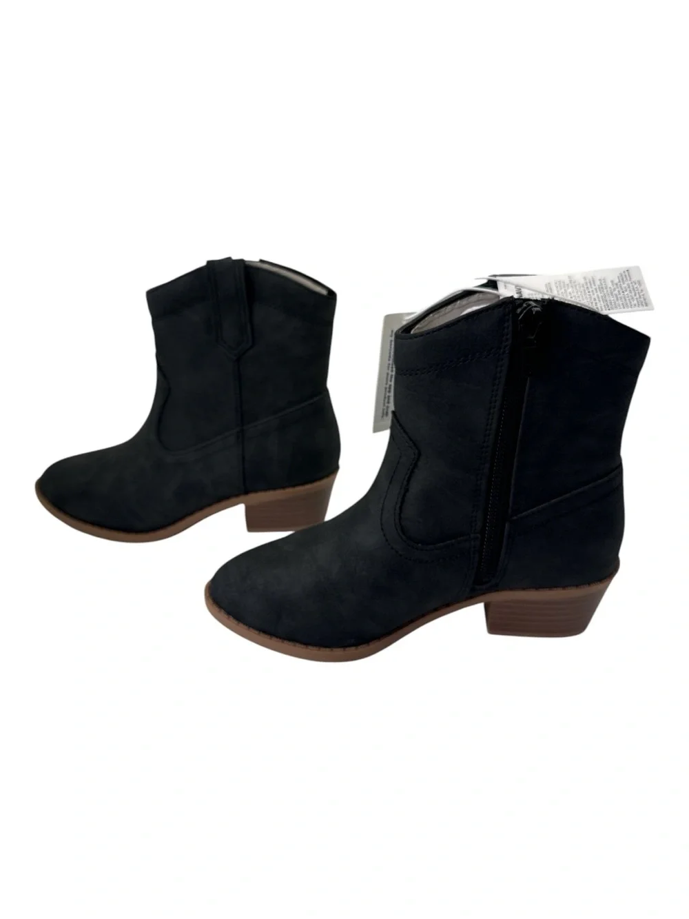 Old‎ Navy Girls Black Faux Suede Western Booties Side Zip Cowboy Style Size 13